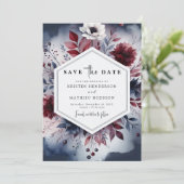 Navy Printable Burgundy Save The Date (Stehend Vorderseite)