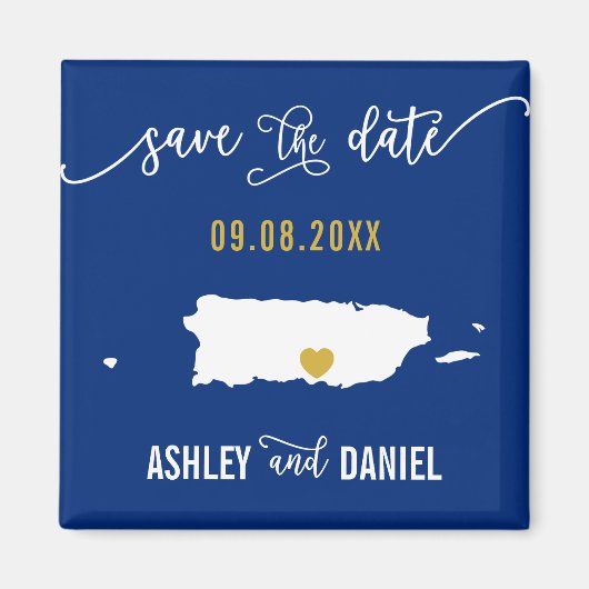 Navy Puerto Rico Wedding Speichern Sie die Datumsk Magnet (Vorne)