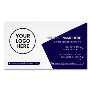 Navy QR Beruflich Corporate Modern Magnetische Visitenkarte