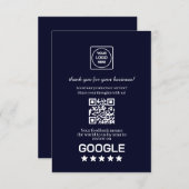 Navy QR | Google Review Business Link Begleitkarte (Vorne/Hinten)