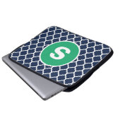 Navy Quatrefoil Monogramm Laptopschutzhülle (Vorne Knopf)