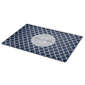 Navy Quatrefoil Monogramm Schneidebrett (Ecke)