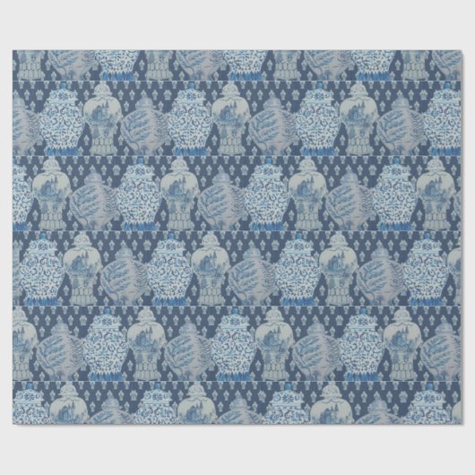 Navy Quilt Chinoiserie Ginger Jar  Geschenkpapier (Flach)