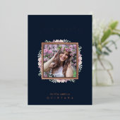 Navy Quinceañera Trendy Garland Photo Spanish Folieneinladung (Stehend vorne)