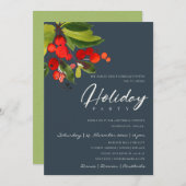 NAVY RED BERRIES CORPORATE HOLIDAY CHRISTMAS PARTY EINLADUNG (Vorne/Hinten)