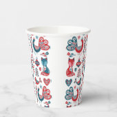 Navy & Red Christmas Scandinavian Folk Art Design Pappbecher (Links)