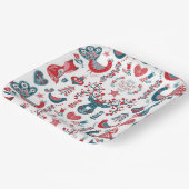 Navy & Red Christmas Scandinavian Folk Art Design Pappteller (Gewinkelt)