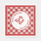 Navy Red Gingham Karos Pattern Birthday Party Serviette (Vorderseite)