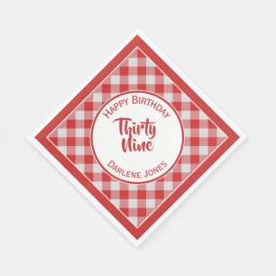 Navy Red Gingham Karos Pattern Birthday Party Serviette
