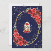 Navy Red Gold Verzauberte Rose Quinceañera Party Einladung (Rückseite)