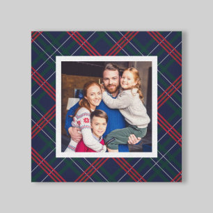 Navy Red Green Tartan Kariertes Custom Family Foto Leinwanddruck