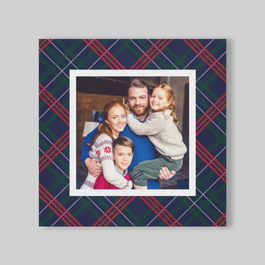 Navy Red Green Tartan Kariertes Custom Family Foto Leinwanddruck
