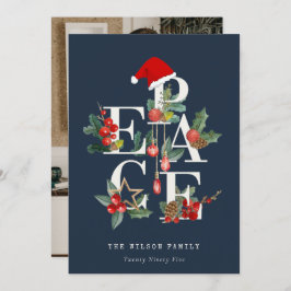 Navy Red Green White Peace Christmas Folies Foto Feiertagskarte