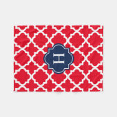 Navy & Red Monogram | Fleece Blanket (Vorderseite (Horizontal))