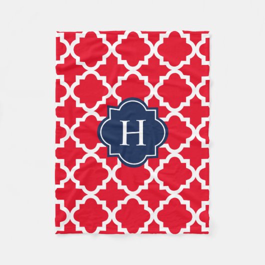 Navy & Red Monogram | Fleece Blanket (Vorderseite)