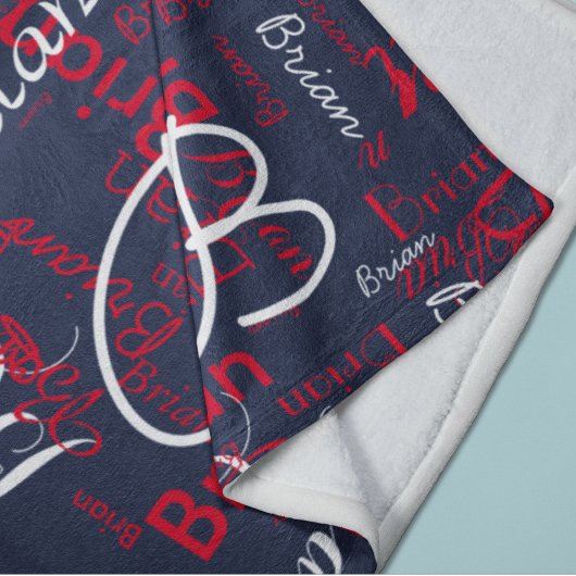 Navy & Red Muster of Names Fleecedecke