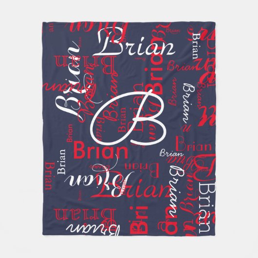 Navy & Red Muster of Names Fleecedecke (Vorderseite)