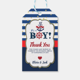 Navy Red Nautical Ahoy Es ist eine Baby-Dusche Geschenkanhänger