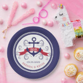 Navy & Red Nautical Boat Anker mit Banner Pappteller (Party)