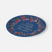 Navy Red Omela Weihnachtskranz Pappteller (Schrägansicht)