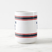 Navy, Red & White Football Jersey Personalisiert Kaffeetasse (Mittel)