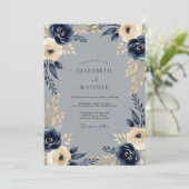 Navy Regal Winter Wedding Einladung (Stehend Vorderseite)