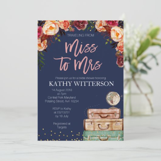 Navy-Reise-Einladung Einladung (Stehend Vorderseite)