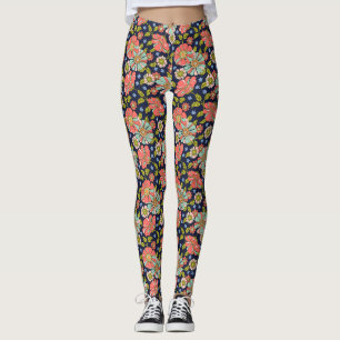 Navy Retro 70er Pink Aqua Leggings