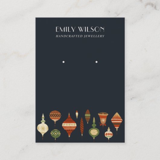 NAVY RETRO CHRISTMAS ORNAMENT STUD EARRING DISPLAY VISITENKARTE (Vorderseite)