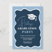 Navy-Retroframe-Foto-Abschluss Einladung (Vorderseite)