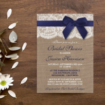 Navy Ribbon on Burlap & Lace Brautparty