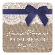Navy Ribbon on Burlap & Lace Brautparty