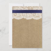 Navy Ribbon on Kraft & Lace Brautparty Einladung (Rückseite)