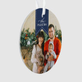 Navy Ribbon | PERSONALISIERTES FOTO Ornament (Vorderseite)