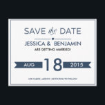 Navy Ribbon Save the Date Postkarte<br><div class="desc">Navy Ribbon Save the Date Postkarte</div>