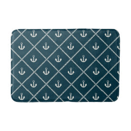 Navy Rope and Anchor Muster Badematte