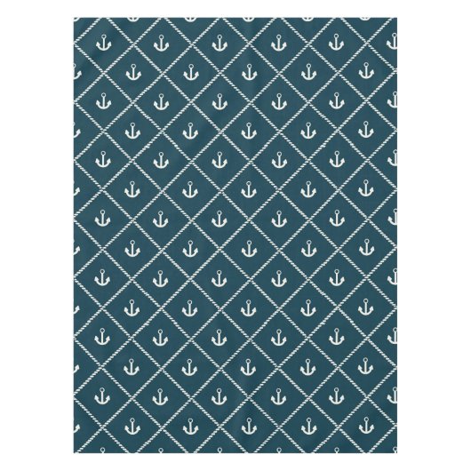 Navy Rope and Anchor Muster Tischdecke (Vorderseite)