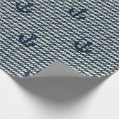Navy Rope and Anchor Wrapping Paper Geschenkpapier (Ecke)