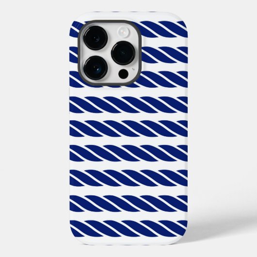 Navy Rope Stripes Nautic anpassbarer Hintergrund Case-Mate iPhone Hülle (Rückseite)