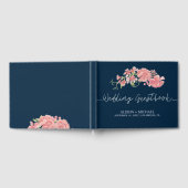Navy rosa Blumenladen elegantes Hochzeitsguestbook Gästebuch (Voll)