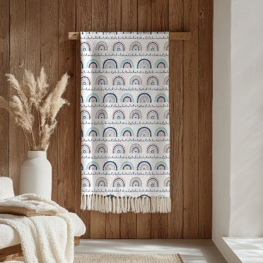 Navy Rosa Decke Sanfte Regenbögen Boho Kinder Akze