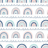 Navy Rosa Decke Sanfte Regenbögen Boho Kinder Akze