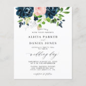 Navy rosa elegante Blumenzettel Einladung Flyer (Vorne)