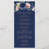 Navy-Rosa-Gold-Blumen-Grünzeug-Boho-Hochzeit Programm (Rückseite)