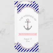 Navy, rosa Hochzeitsprogramm Programm (Vorne/Hinten)
