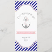 Navy, rosa Hochzeitsprogramm Programm (Vorderseite)