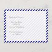 Navy, rosa nautische Hochzeit Save the Date Ankündigungspostkarte (Rückseite)