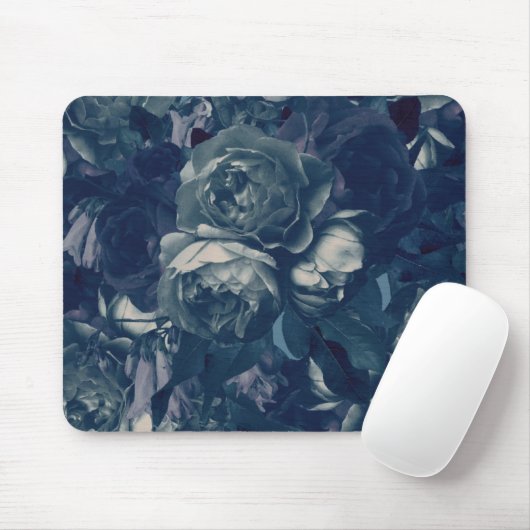 Navy Rose Bouquet Mousepad (Mit Mouse)