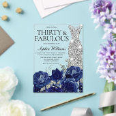 Navy Rose Diamond Gown 30. Geburtstag Party Acryleinladungen (In Situ (Hochzeit))