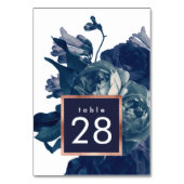 Navy Rose Gold Bouquet Wedding Table Numbers Tischnummer (Vorderseite)